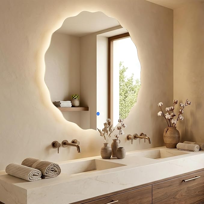 Dorlicecass Round Led Bathroom Mirror- 24" Wavy Vanity Mirror - Image 3