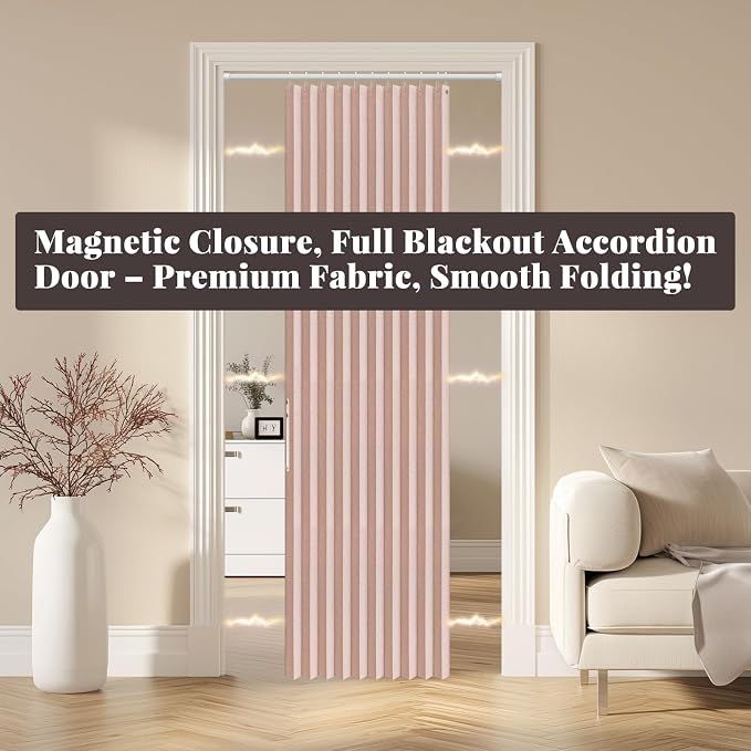 AJAZZ 100% Blackout Accordion Doors Interior Magnetic Door Curtain Pleated Door - Image 7