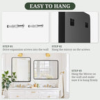 Bathroom Mirror 36x24 Inch Black Metal Frame Rectangle Vanity Mirror - Image 7