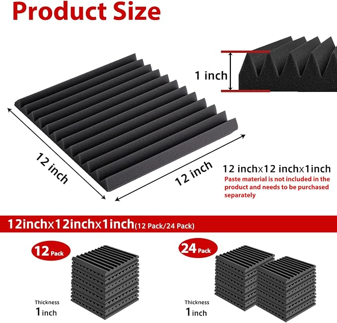 FONESO Acoustic Panels, High Density Soundproof Foam Panels - Image 8