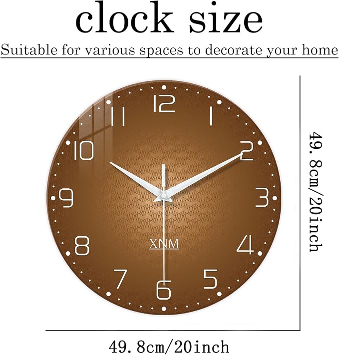 XNM Minimalist Wall Clock for Office Round Brown Wall Clock Battery Operated 20 - Image 3