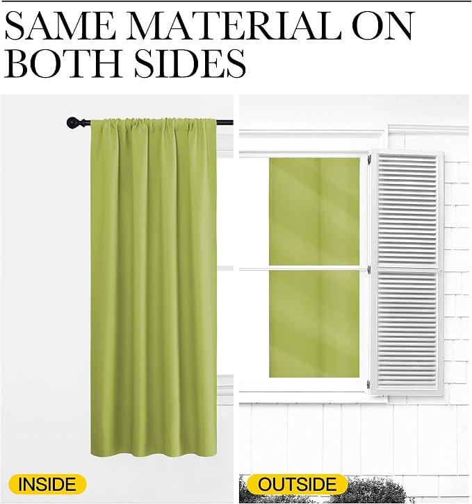 NICETOWN Blackout Curtains for Living Curtains, Fresh Green, 2 Panels, 52 by 95 - Image 5