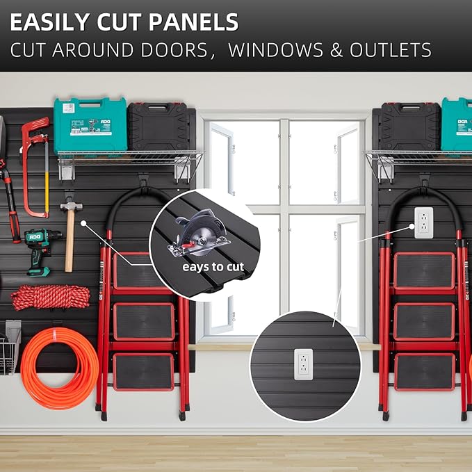 FRAYSCENT Slat Wall Paneling Garage Wall Organizer, Slatwall Panels Garage Tool - Image 5