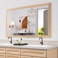 Amorho Bathroom Mirror, 60 X36 Inch Wall Mirror, Oak Wood Grain Metal Framed by Amorho
