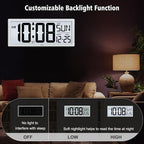 WallarGe Backlight Digital Wall Clock Battery Operated - - Image 3