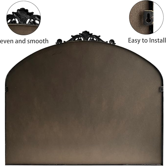 HQiJun Black Vintage Wall Mirror Window Decorative Traditional Mirrors Antique - Image 3