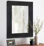 Black Vintage Rustic Wood Framed Wall Mirror Farmhouse Rectanglular Antique by HLFMVWE