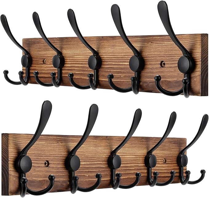 Kuhome 2pcs Coat Rack Wall Mount Wooden Hat Rack by Kuhome