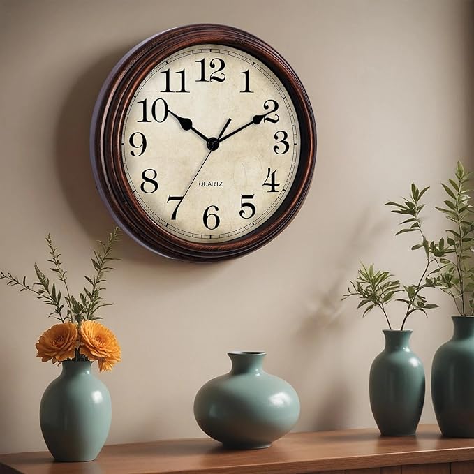 Wall Clock, Bronze Silent Non Ticking Battery Operated Clocks, Decorative - Image 3