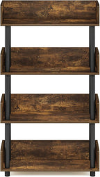 Furinno Turn-N-Tube 4-Tier Toolless Display Rack, Amber Pine/Black - Image 6