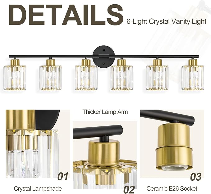 Crystal Bathroom Light Fixtures, Bathroom Lighting Fixtures Over Mirror - Image 4
