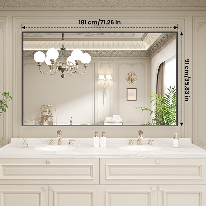 LOAAO Black Bathroom Mirror 72"X36" - Image 9