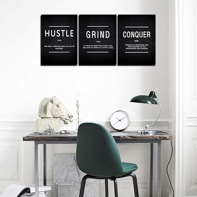 KAWAHONE Grind Hustle Conquer Wall Art, Success Canvas Painting Wall Decor - Image 2
