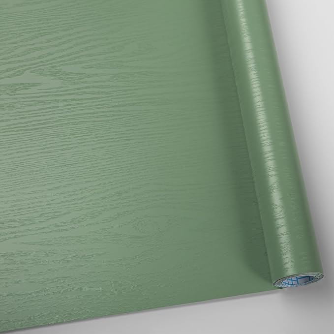 Wood Contact Paper Green Peel and Stick Wallpaper, Thickened No Tearing Vinyl by Abyssaly