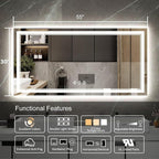 Backlit Bathroom Mirror, 55x30 Inch Gradient Front and Backlit Mirror, 3 Colors - Image 2