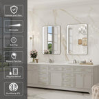 28x36 Inch LED Mirror for Bathroom, Brushed Sliver Metal Frame Lighted Vanity - Image 2