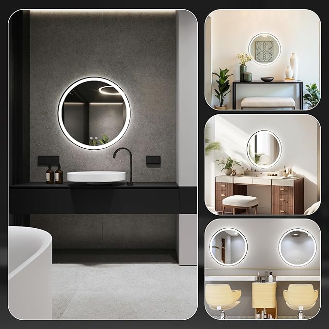 DUMOS 28 Inch Round LED Bathroom Mirror - Image 8