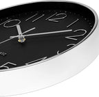 Foxtop Silver Wall Clock Silent Non-Ticking Battery Operated Round Modern Wall - Image 6