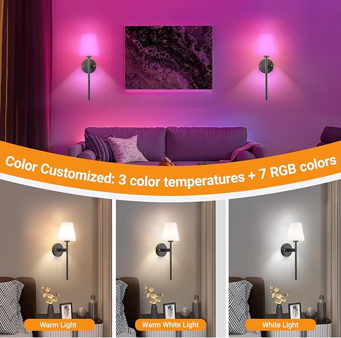 Battery Operated Wall Sconces Set Of 2, Wireless Battery Wall Light - Image 5
