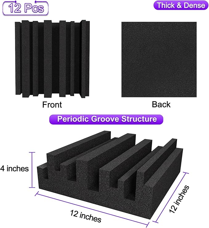 TroyStudio Thick Acoustic Foam Panels, Dense Soundproof Padding Tile, Recording - Image 2