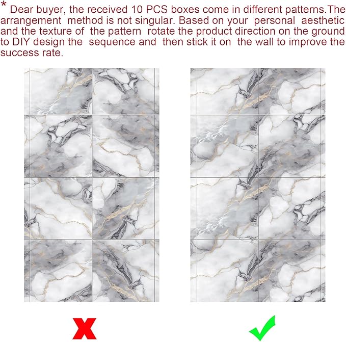 Chejiaye 10pcs Marble Peel and Stick Backsplash Waterproof Washroom Wall Panels - Image 6