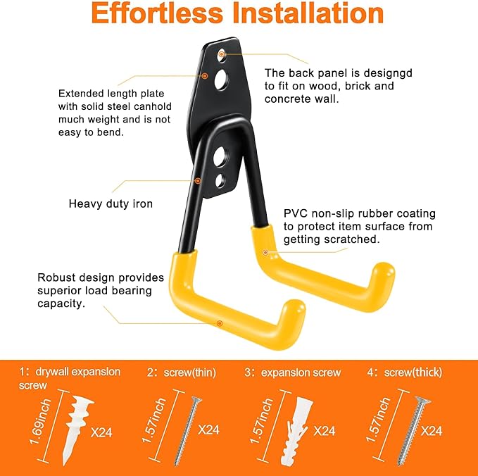 HUPBIPY 12 Pack Garage Hooks Heavy Duty Utility Steel - Image 3
