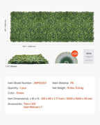 VEVOR Artificial Grass Wall Panels, 40 x 120 inch, Milan Grass Greenery Boxwood - Image 7