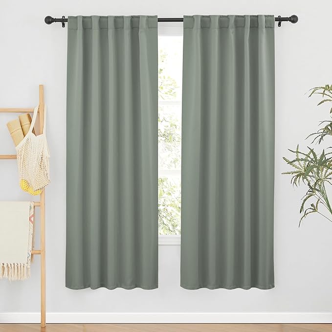 RYB HOME Sage Green Curtains for Bedroom Living Room, Vertical Privacy UV by RYBHOME
