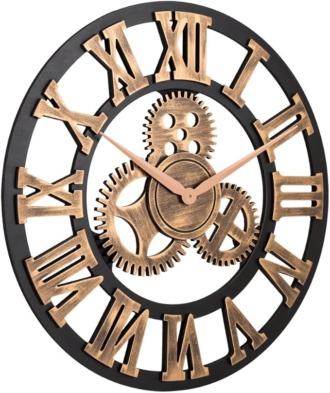 33" Roman Bronze Noiseless Silent Gear Wall Clock - Image 2