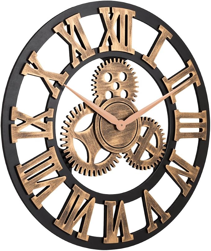 28" Industrial Steampunk Vintage Retro Home Decor Wall Clock *Note: Decorative - Image 3