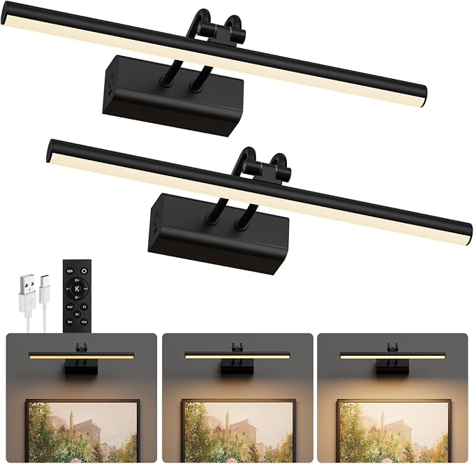 Battery Operated Wall Light for Living Room Picture Light for Wall Set of 2 by Percantis