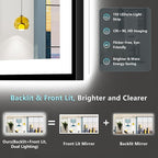 72x40 Black Framed LED Bathroom Mirror - Image 4