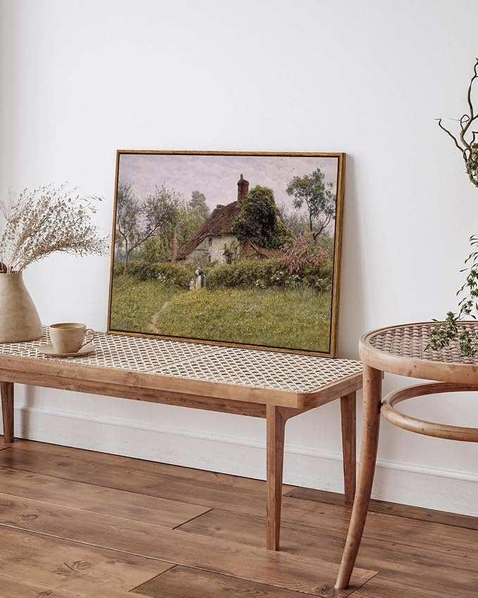 InSimSea Framed Canvas Wall Art Vintage Decor, Old Cottages Countryside Large - Image 3