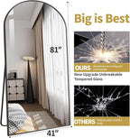 DMWOODFL 81"x41" Black Arched Full Length Mirror - Image 2