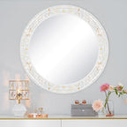Large Round Mirror 36 Inch, Natural Mother of Pearl Inlay Mosaic Frame Circle - Image 5