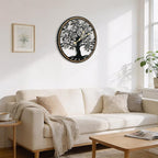 Micasso Farmhouse Large Wall Clock: 24 Inch Rustic Tree of Life Metal - Image 8