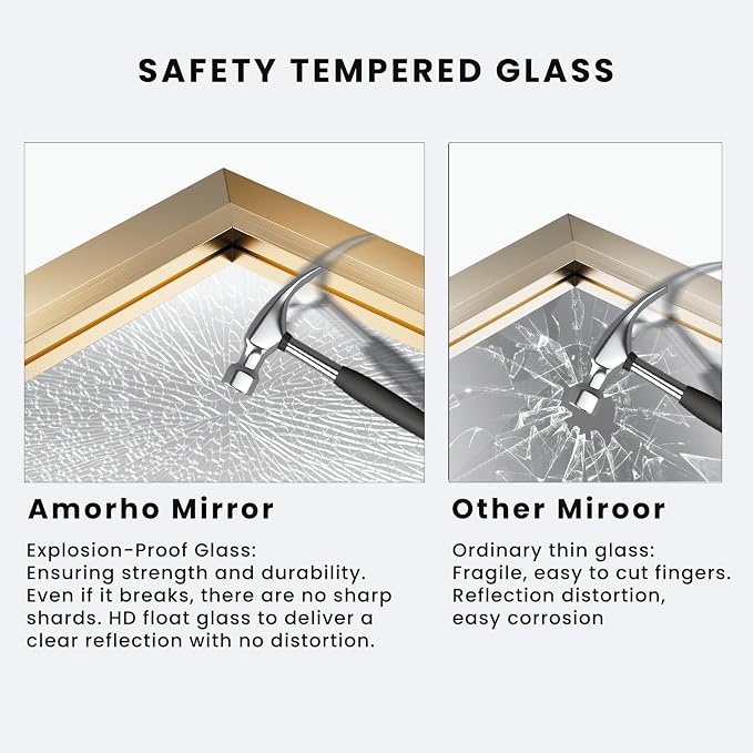Amorho 30x36 Inch Bathroom Mirror, Wall-Mounted Mirrors Perfect - Image 3