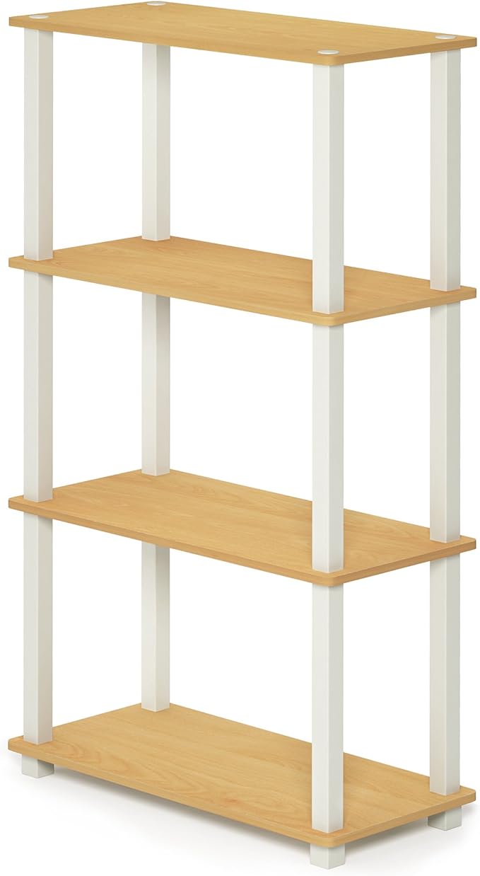 Furinno TURN-S-TUBE Storage Shelves, 4-Tier Book Shelf, Corner Shelf, Toolless by Furinno-FitsYourSpaceFitsYourBudget