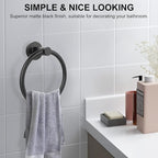SetSail Towel Holder for Bathroom Wall Matte Black Towel Ring Stainless Steel - Image 6