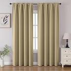 CUCRAF Beige Blackout Curtains 96 inch Length 2 Panels Set, Rod Pocket Room by CUCRAF