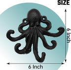 Octopus Cast Iron Wall Hook – Nautical Decorative Key Holder, Coastal Ocean - Image 2