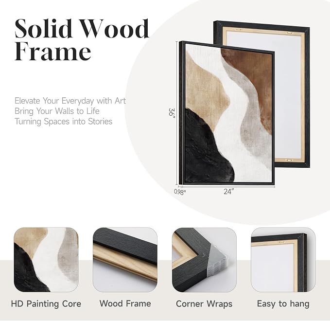 Large Framed Neutral Abstract Wall Art Set of 2 - Image 5