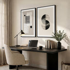 Large Framed Black and White Neutral Abstract Wall Art - Image 2