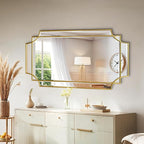 HQiJun Wall Mirror Full Length, Scalloped Beveled Polished Decorative Mirrors - Image 5