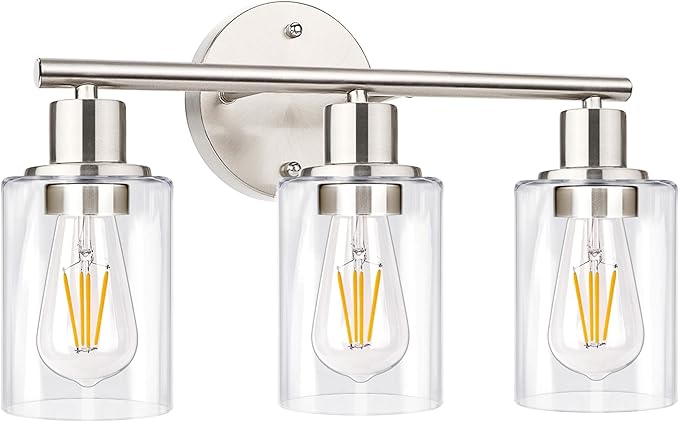 Zarbitta 3-Light Bathroom Light Fixtures, Brushed Nickel Vanity Light, - Image 8