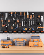 INCLY 158PCS Metal Pegboard Wall Organizer, 48x24 Inch Black Pegboard Panels - Image 7