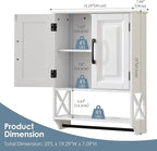 Bathroom Wall Cabinet, Adjustable Shelf & Towel Bar–Over Toilet Storage - Image 2