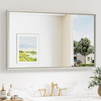 Keonjinn 40 x 24 Inch Brushed Nickel Bathroom Mirrors by Keonjinn