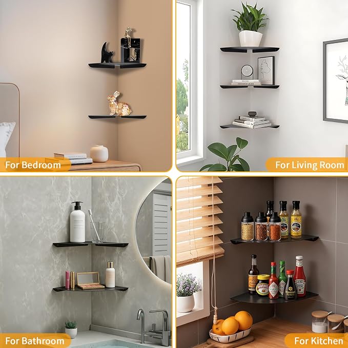 Corner Shelf Wall Mount, Floating Corner Shelves, Corner withs Wire Hole - Image 7
