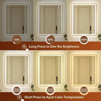 32x40 Inch Gold Framed LED Bathroom Mirror - Image 3
